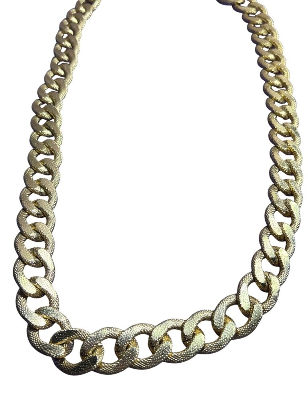 Chunky Flat Textured Goldtone Chain Necklace No Clasp 30 inches Long - Picture 2 of 3
